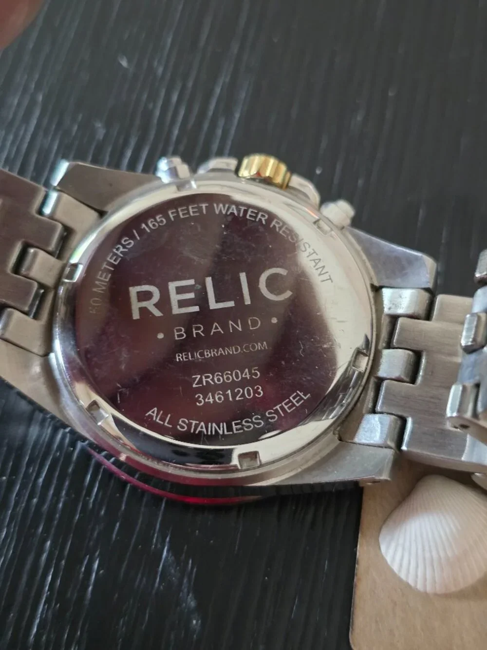 Item #W117 Relic Chronograph 3 dial Gold/Silver 9.5 in Watch.
